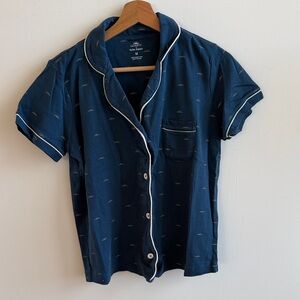 Faherty x Roller Rabbit Dark Blue Casual Shirt with White Accents